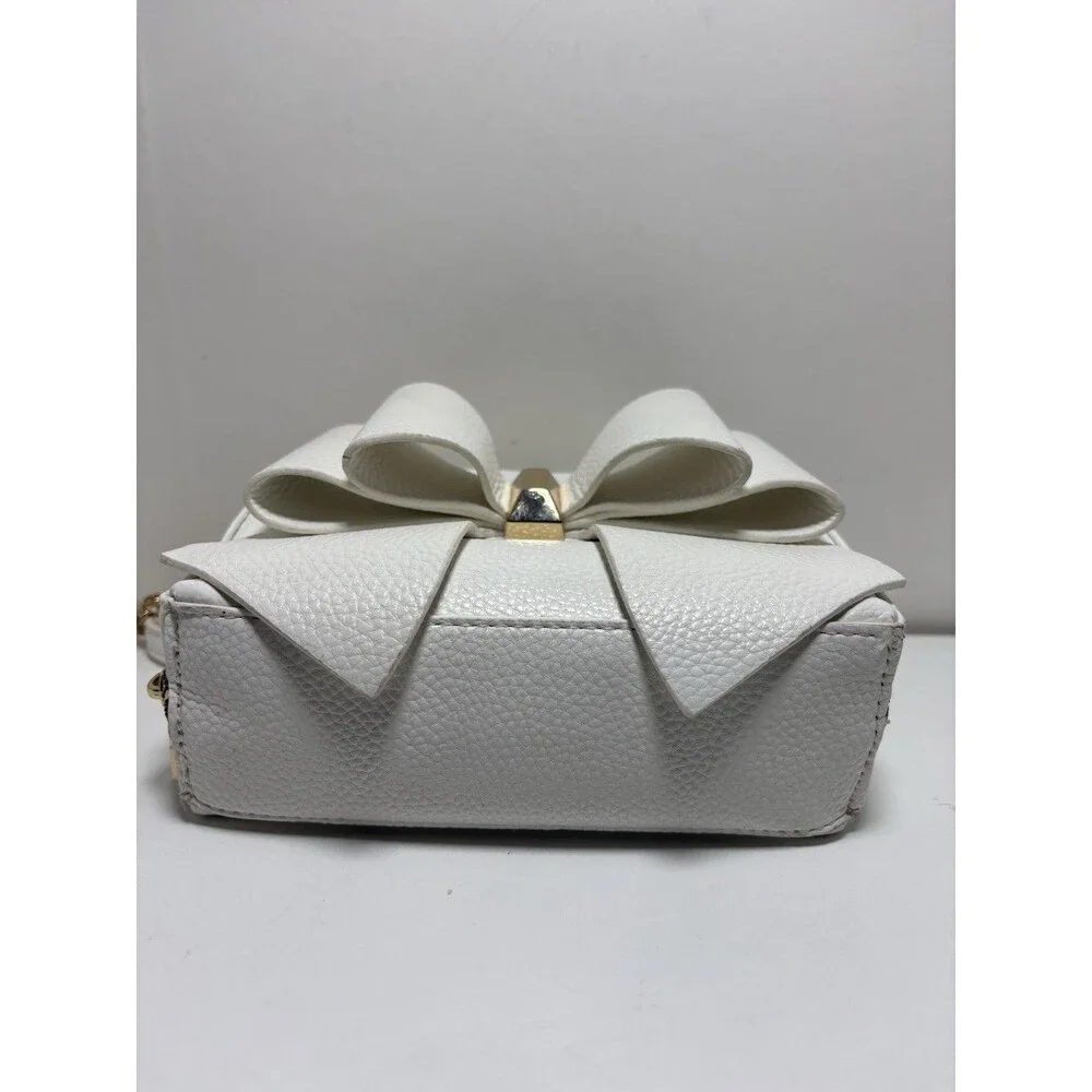 Like Dreams/Grossi Senna Chloe boxy faux-leather bow mini crossbody bag White
